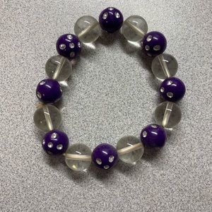 Purple and clear beaded bracelet